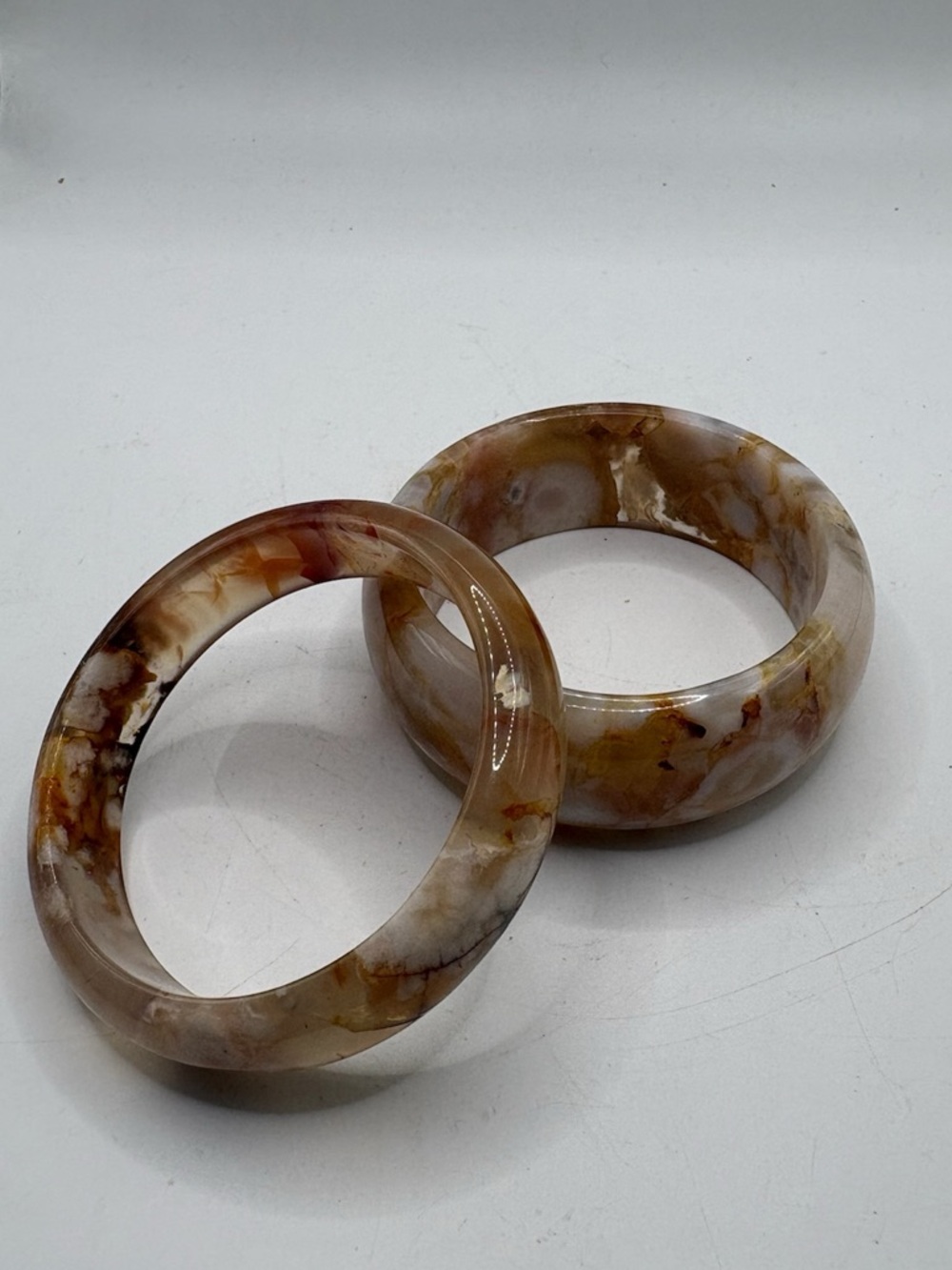 2 Natural Stone Agate Bangle Bracelet